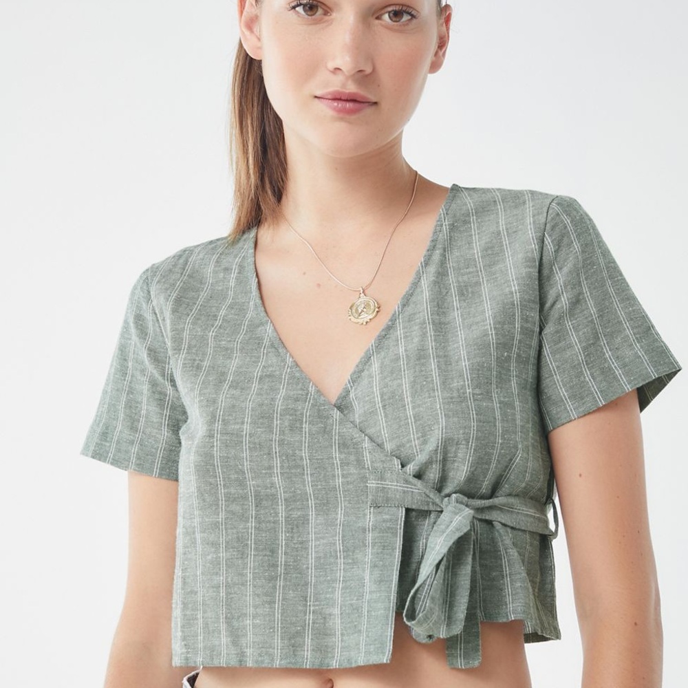 UO Striped Wrap Cropped Top